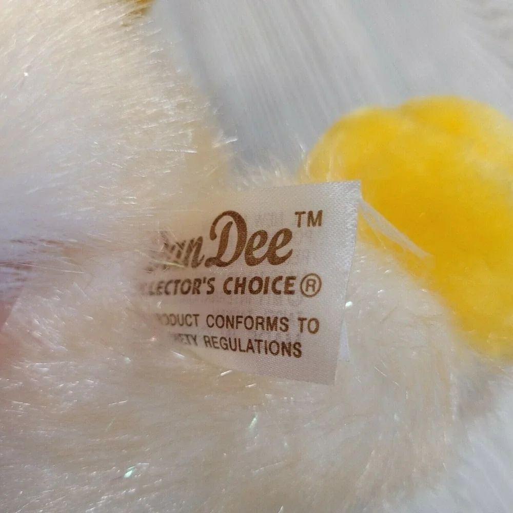 Dan Dee Plush Duck‎ Yellow White Tinsel Sparkle Fur Easter Collector Choice 14in